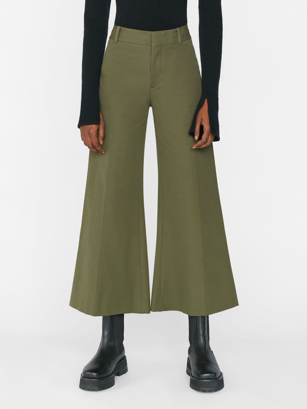 Le Palazzo Crop Trouser -- Fatigue sold by Frame Denim