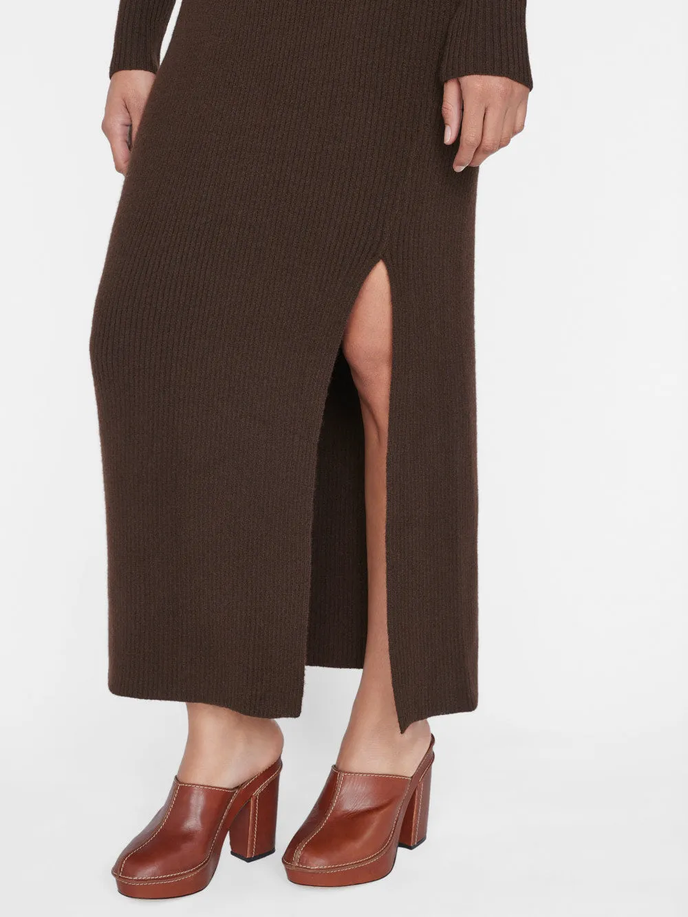 Ribbed Cashmere U-Neck Dress -- Espresso sold by Frame Denim product image thumbnail 4