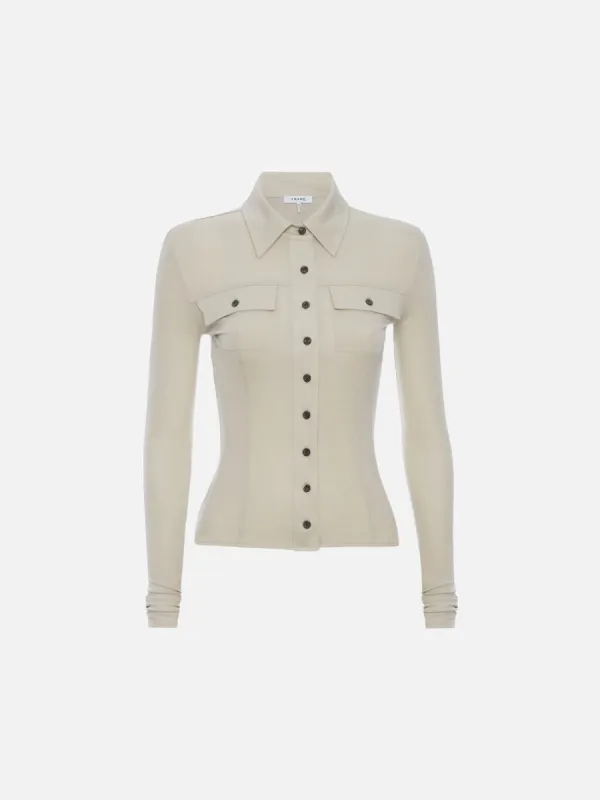 Jersey Button Up Shirt -- Parchment made by Frame Denim