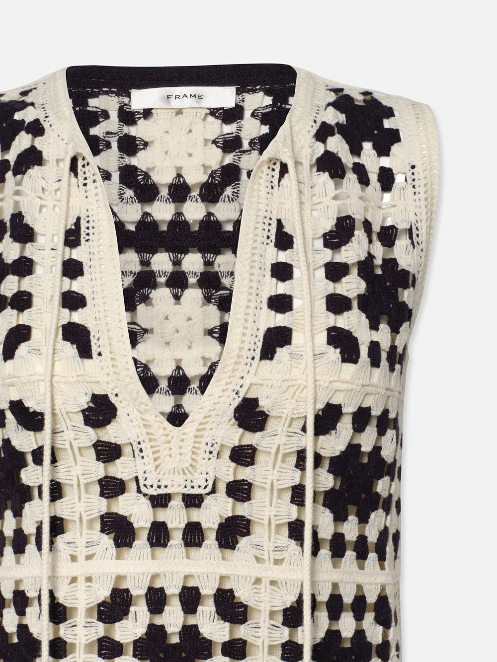 Crochet Tassel Popover Dress -- Navy Multi sold by Frame Denim product image thumbnail 4