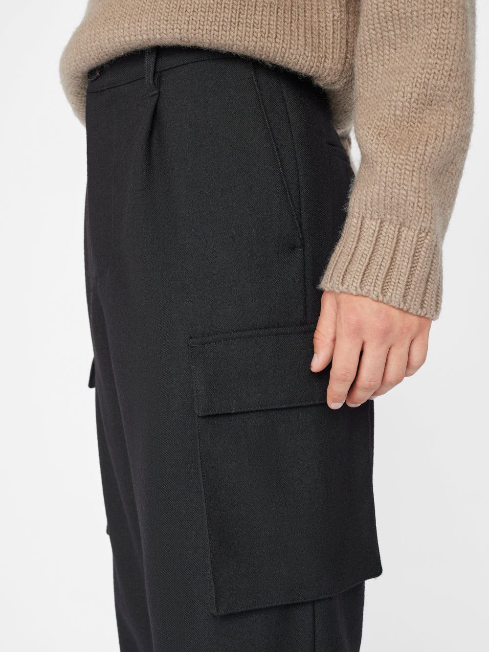 Wide Flannel Cargo Pants -- Noir sold by Frame Denim product image thumbnail 3