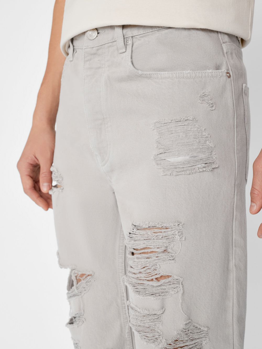 Extra Wide Leg Jean -- Smoke Grey Destruct sold by Frame Denim product image thumbnail 6