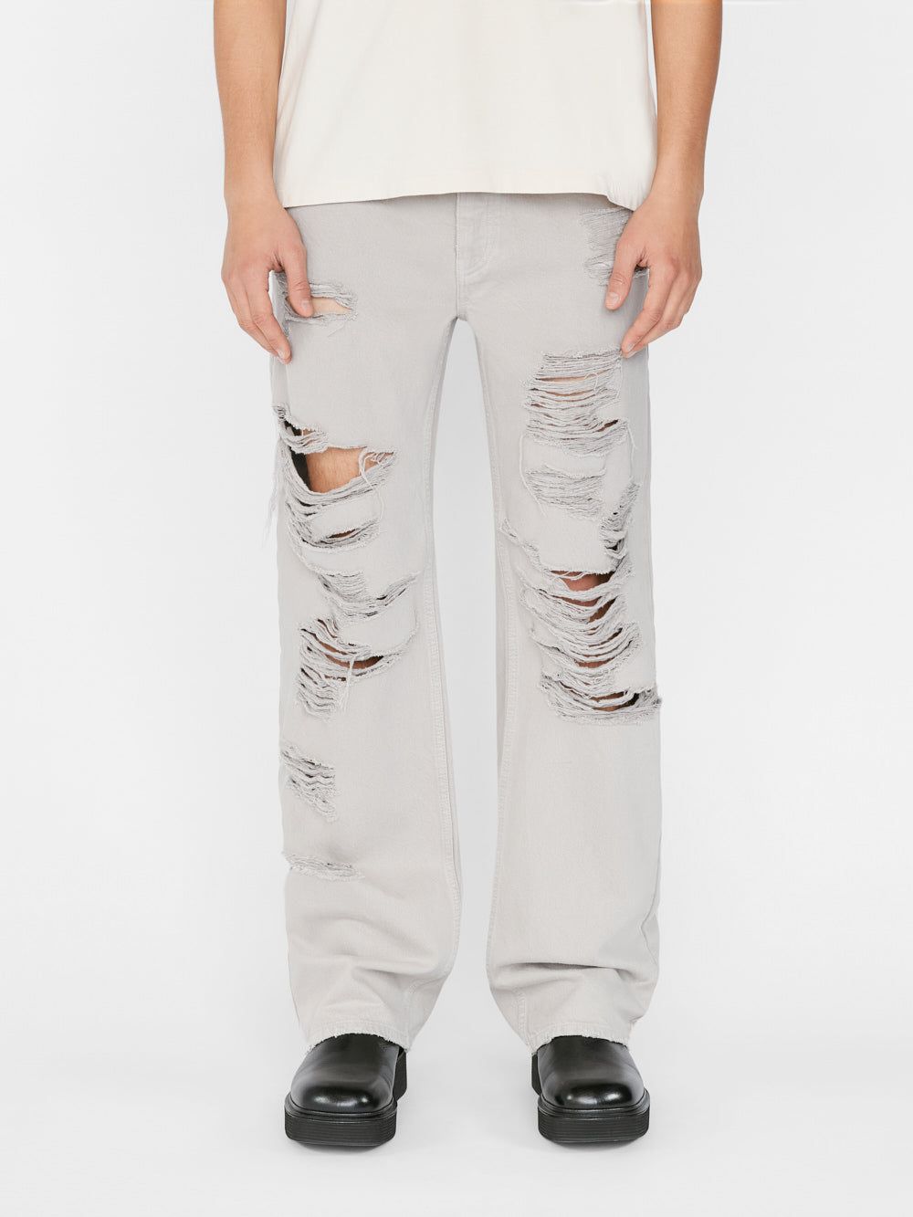 Extra Wide Leg Jean -- Smoke Grey Destruct sold by Frame Denim product image thumbnail 3