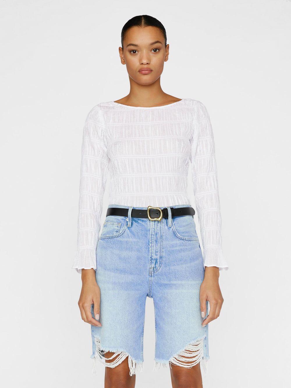 Long Sleeve Ruched Top -- Blanc sold by Frame Denim product image thumbnail 8