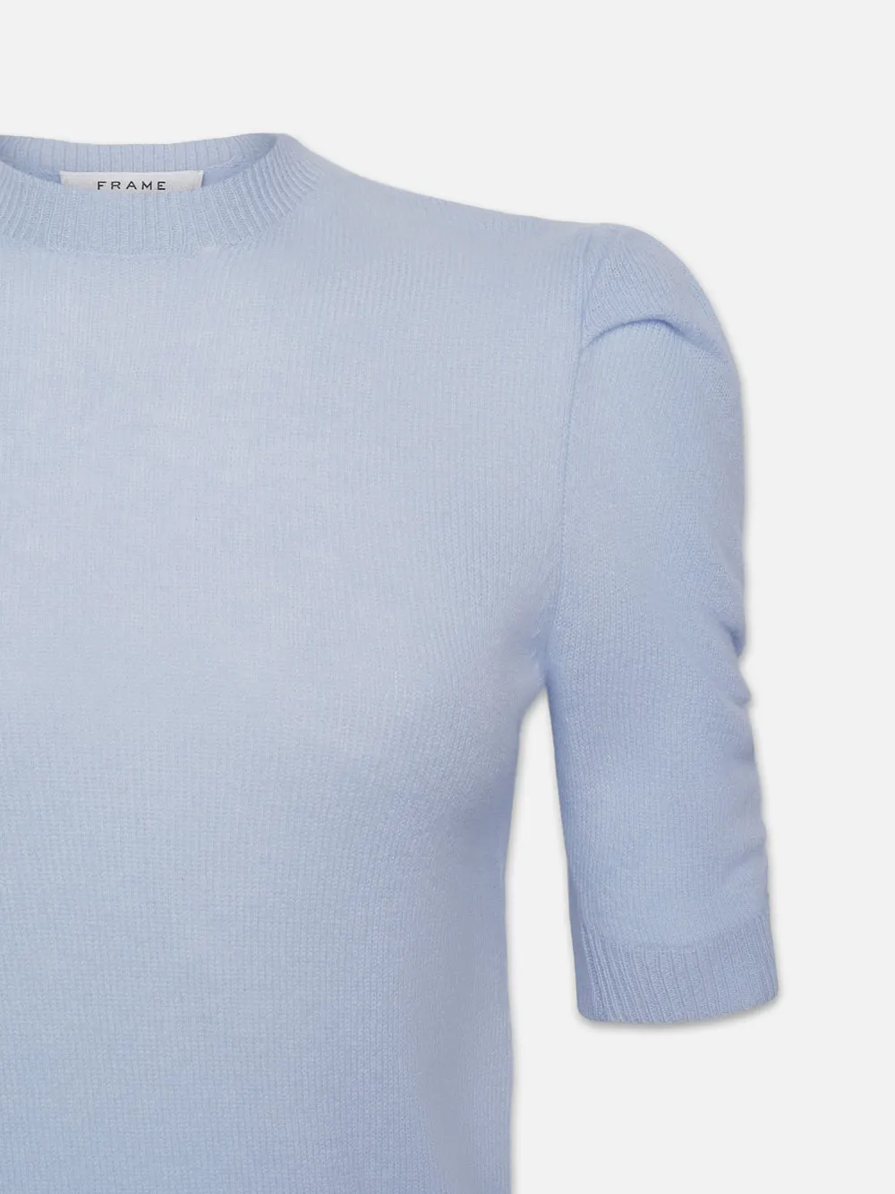 Ruched Sleeve Cashmere Sweater -- Light Blue sold by Frame Denim product image thumbnail 3
