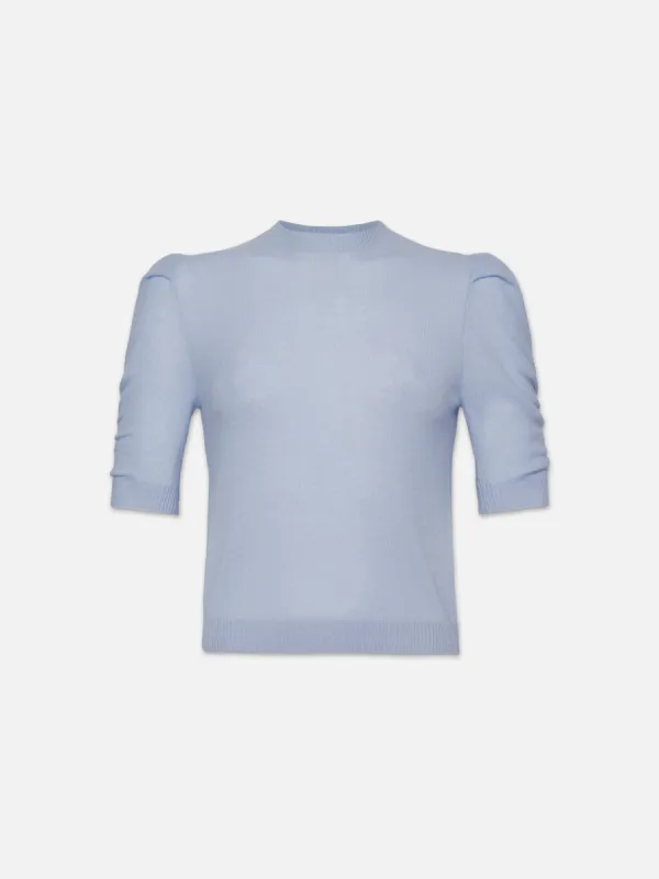Ruched Sleeve Cashmere Sweater -- Light Blue sold by Frame Denim