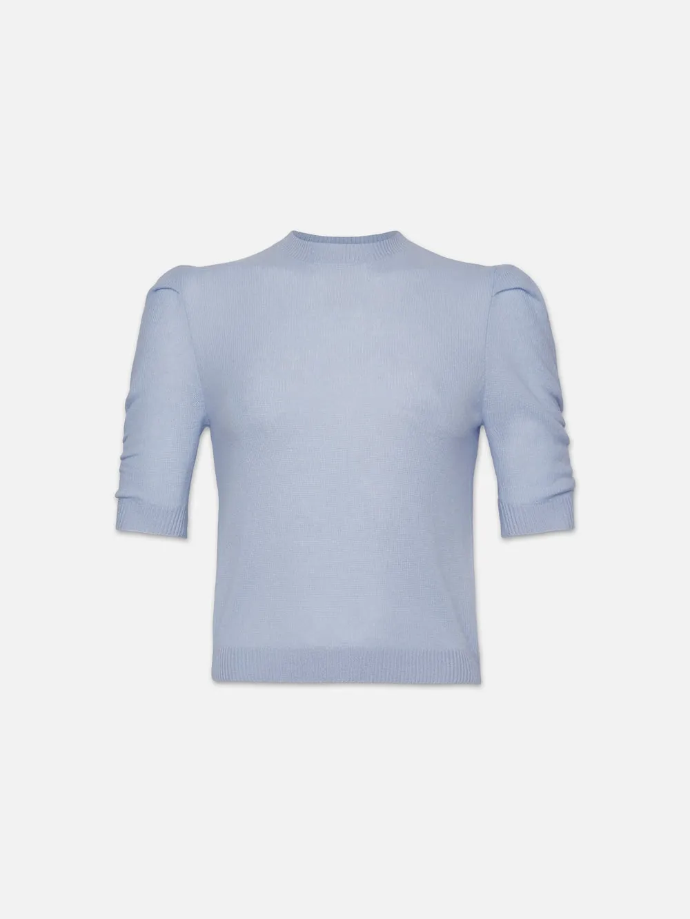 Ruched Sleeve Cashmere Sweater -- Light Blue sold by Frame Denim