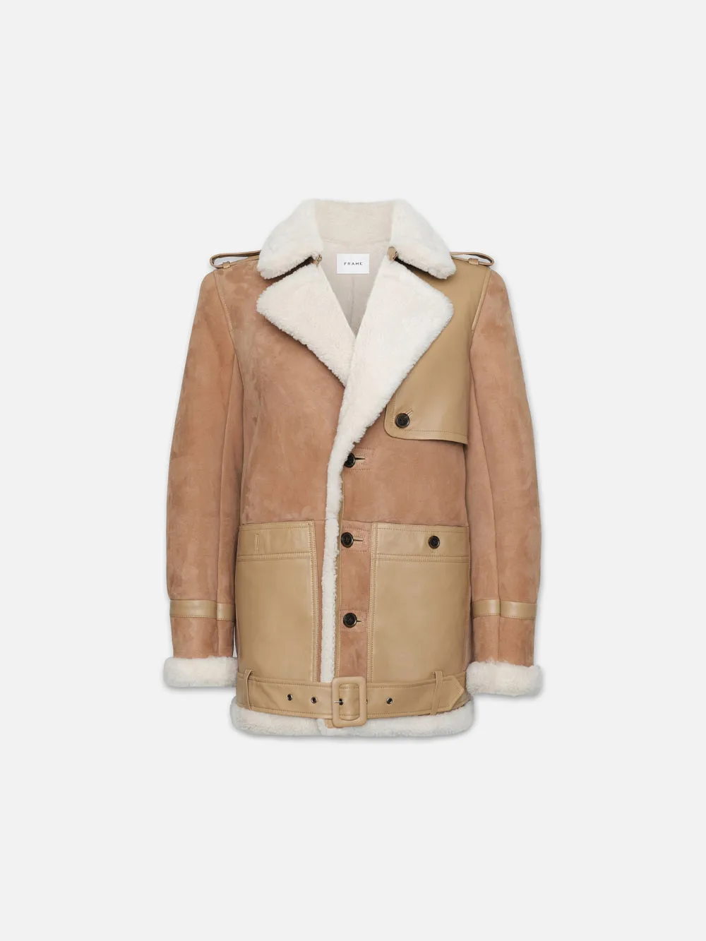 Short Shearling Trench -- Mocha sold by Frame Denim