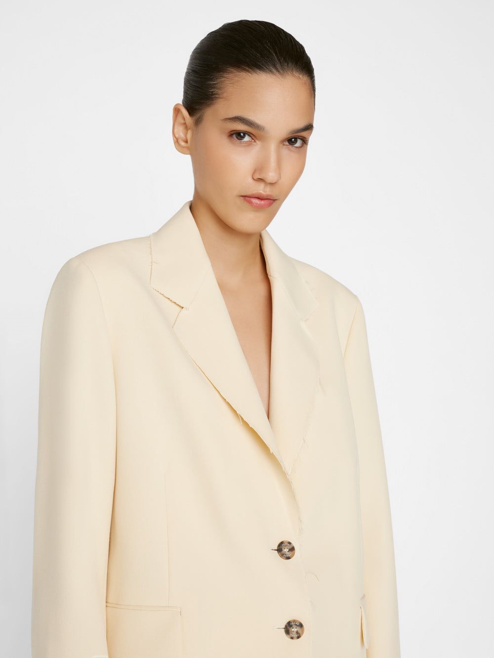 Oversized Raw Edge Blazer -- Butter sold by Frame Denim product image thumbnail 3