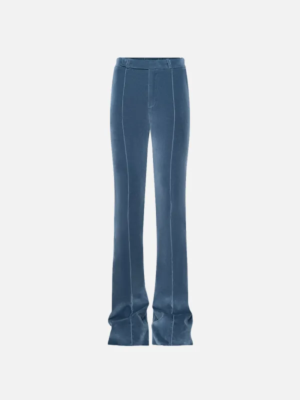 The Slim Stacked Velvet Trouser -- Denim Blue made by Frame Denim