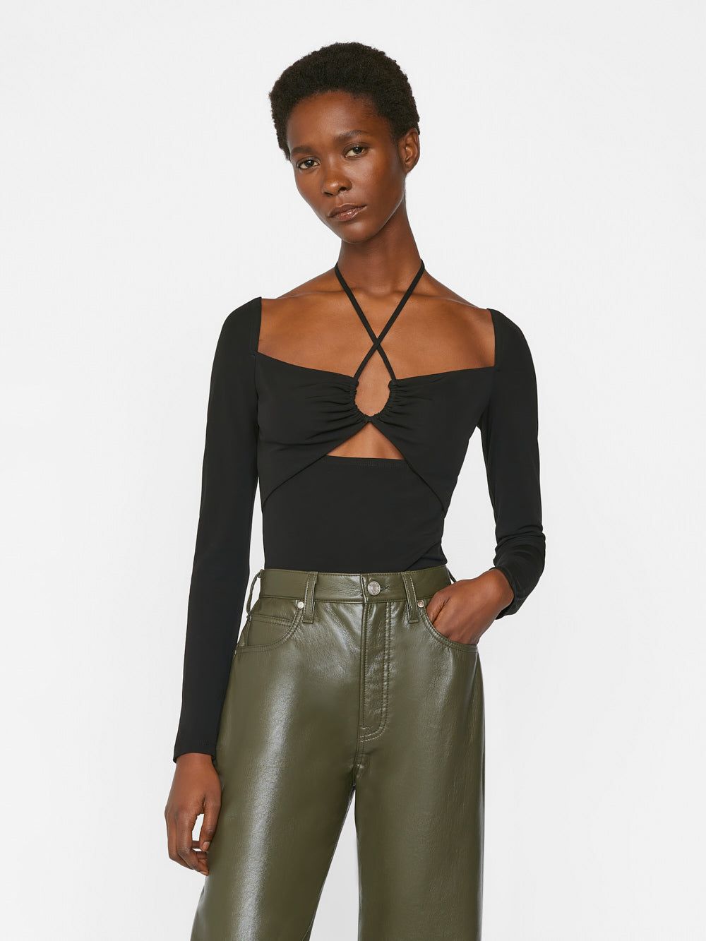 Strappy Knit Top -- Noir sold by Frame Denim