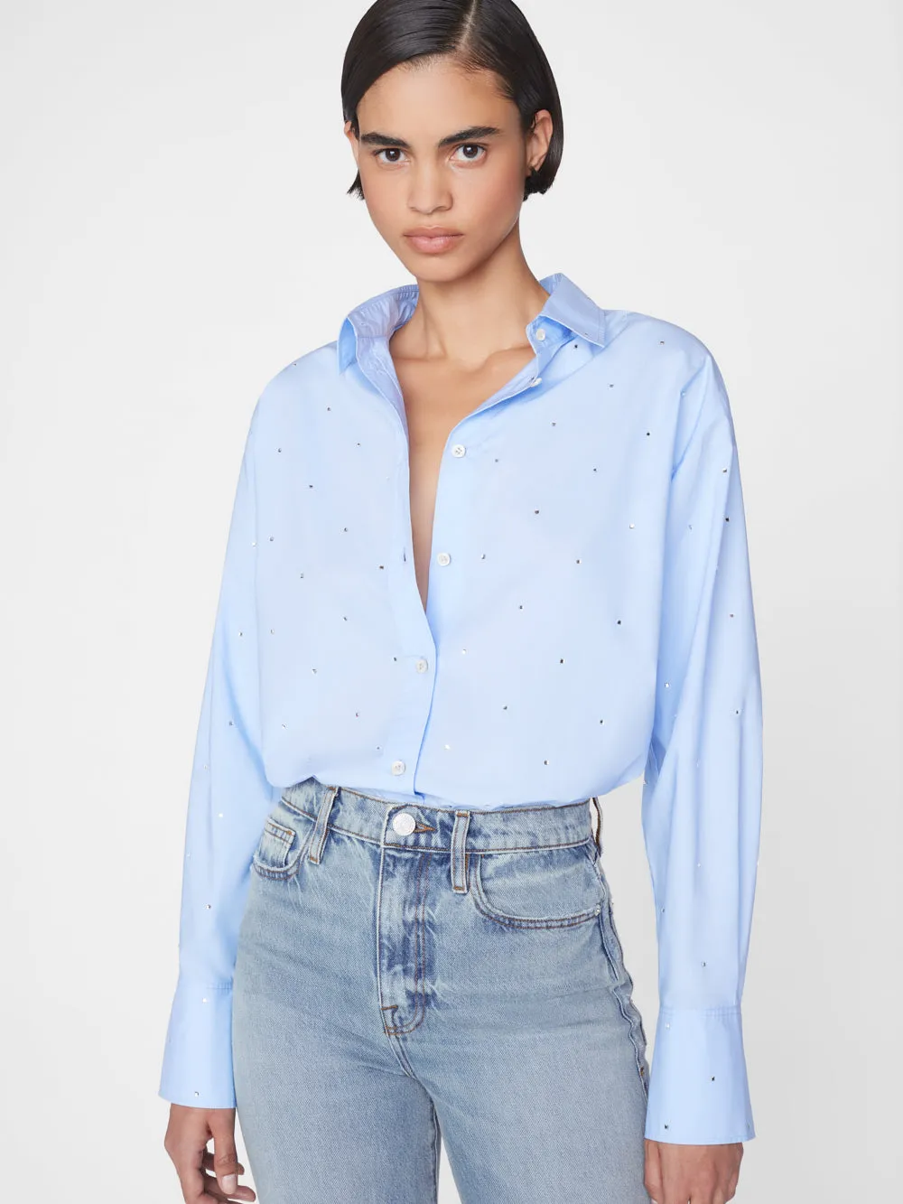 The Oversized Rhinestone Shirt -- Chambray sold by Frame Denim product image thumbnail 2