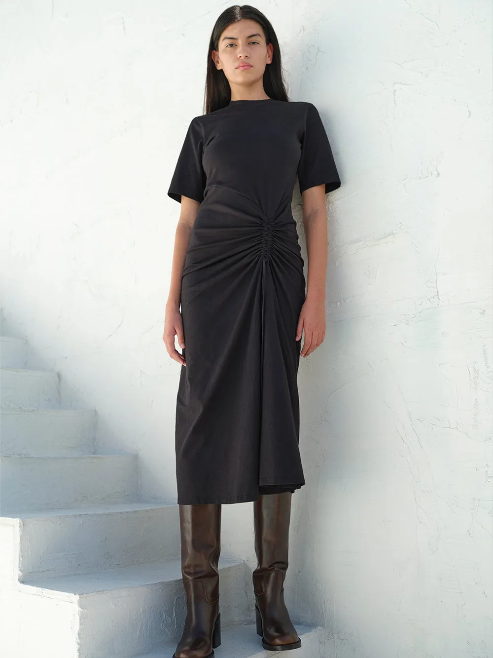 Ruched Front Tie Dress -- Black sold by Frame Denim product image thumbnail 2