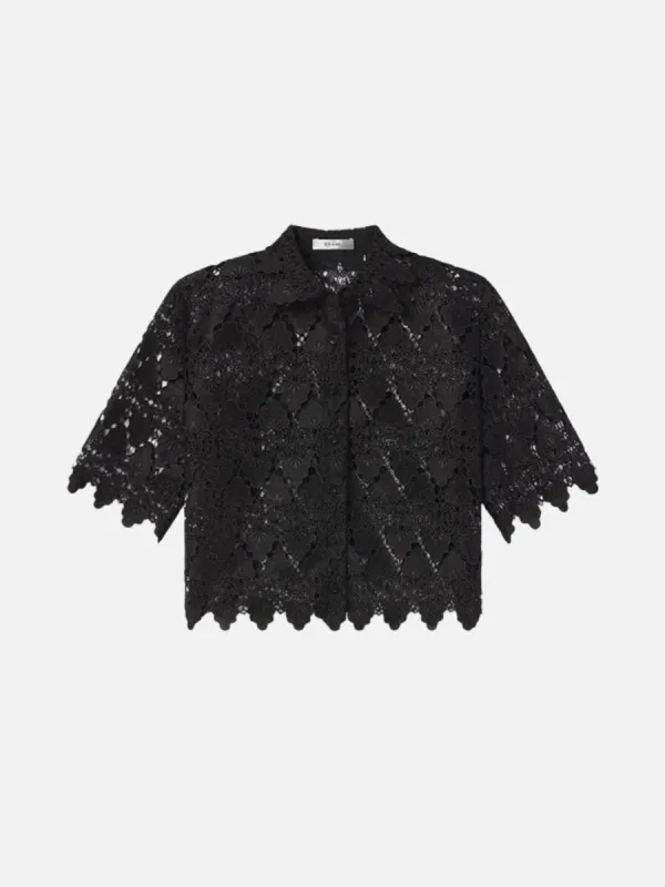 Lace Button Up Shirt -- Black sold by Frame Denim