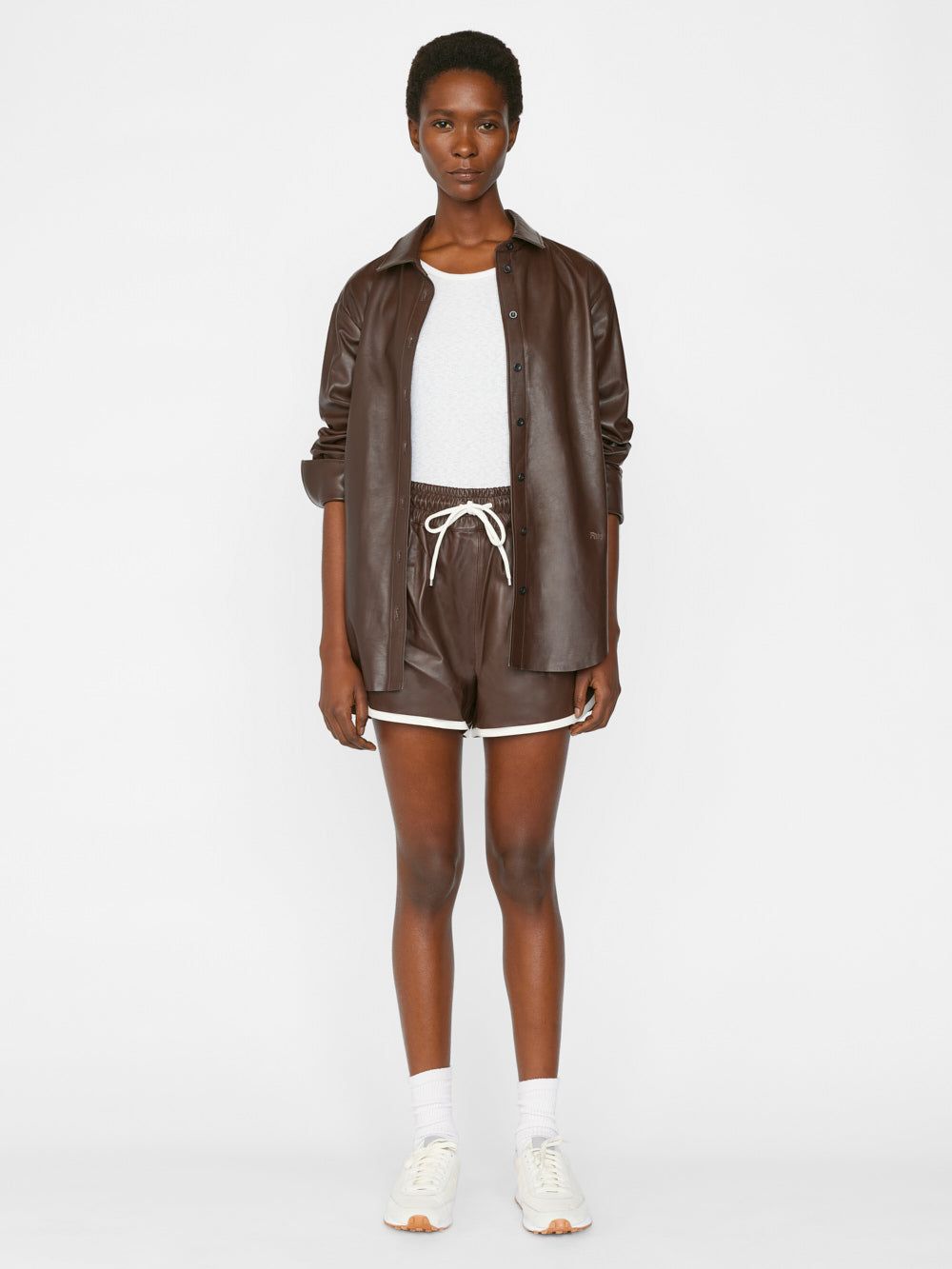 Leather Gym Short -- Brown sold by Frame Denim product image thumbnail 6