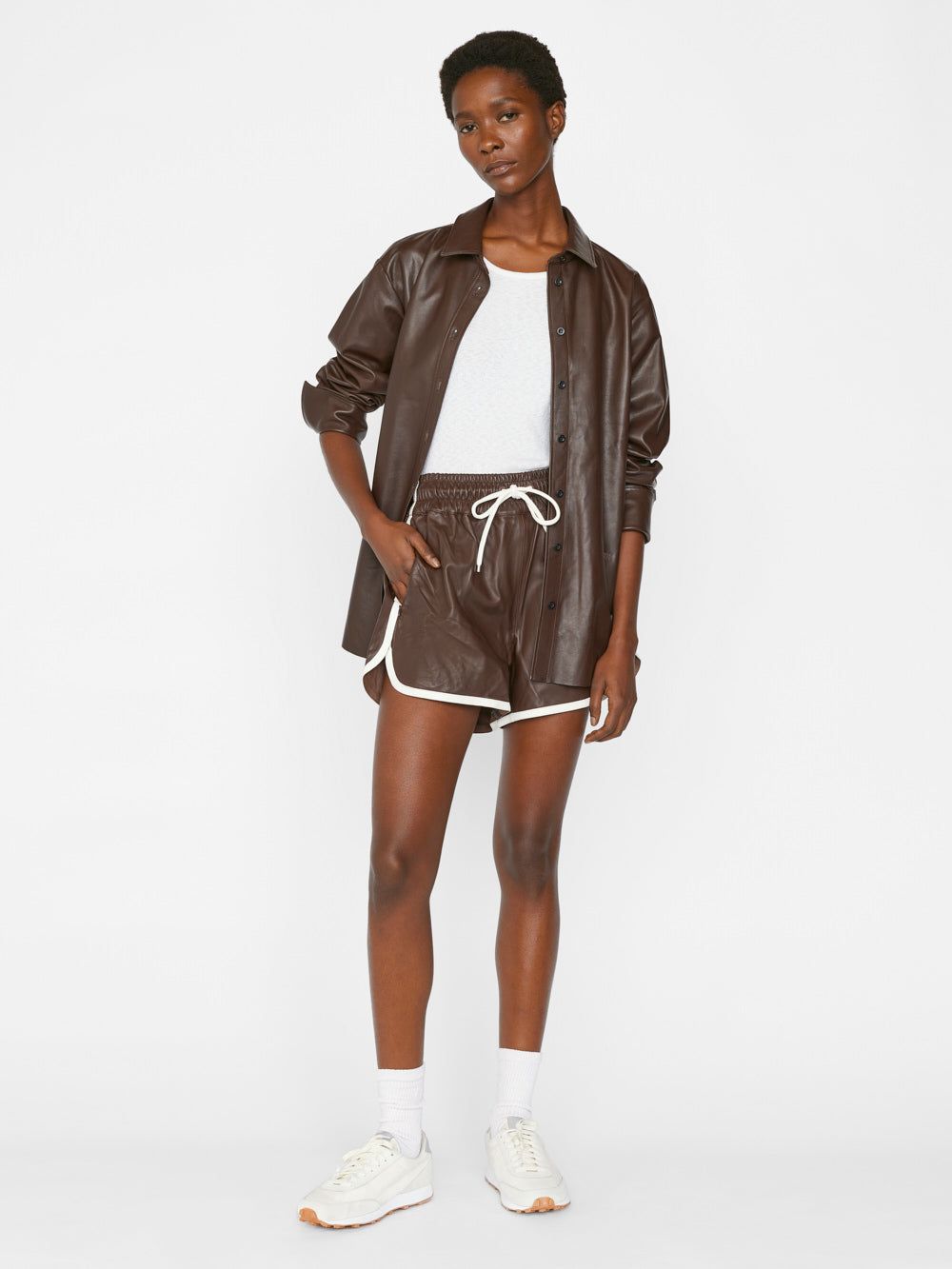 Leather Gym Short -- Brown sold by Frame Denim product image thumbnail 2