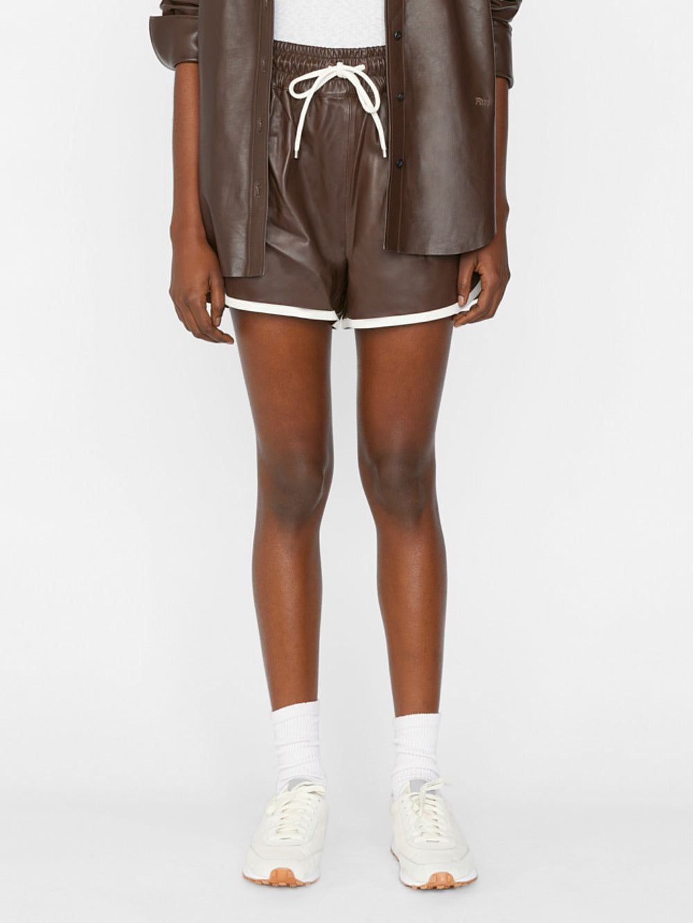 Leather Gym Short -- Brown sold by Frame Denim