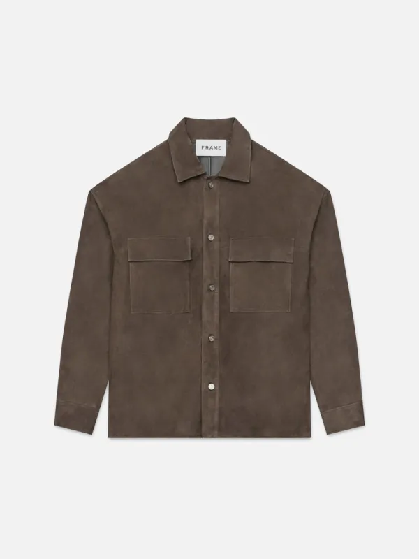 Long Sleeve Suede Shirt -- Dark Wood made by Frame Denim