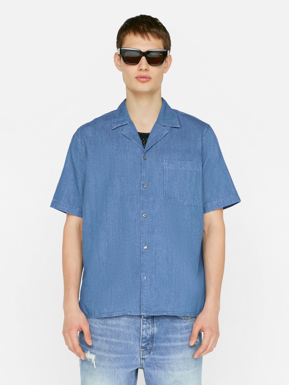 Chambray Camp Collar Shirt -- Salt Water sold by Frame Denim product image thumbnail 3