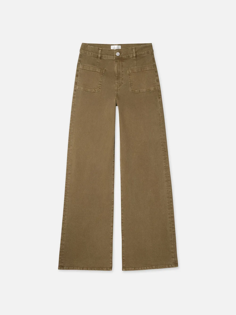Le Slim Palazzo Bardot Pocket -- Khaki Green sold by Frame Denim