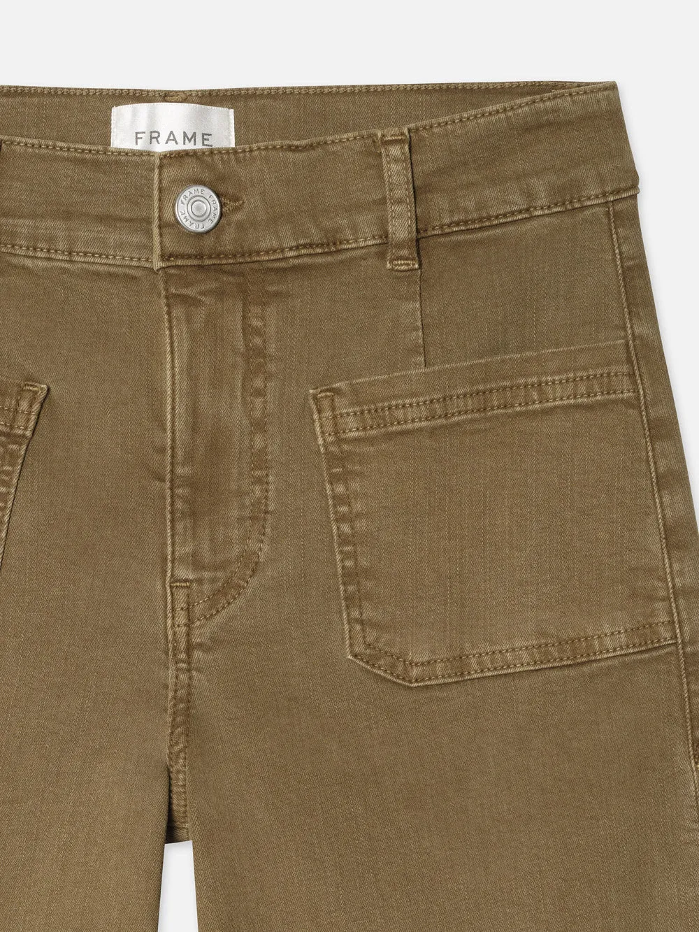 Le Slim Palazzo Bardot Pocket -- Khaki Green sold by Frame Denim product image thumbnail 3