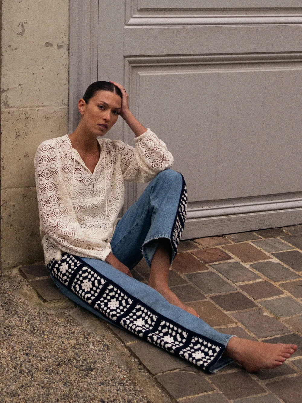 Le Jane Crop Crochet -- Baines Clean sold by Frame Denim product image thumbnail 2