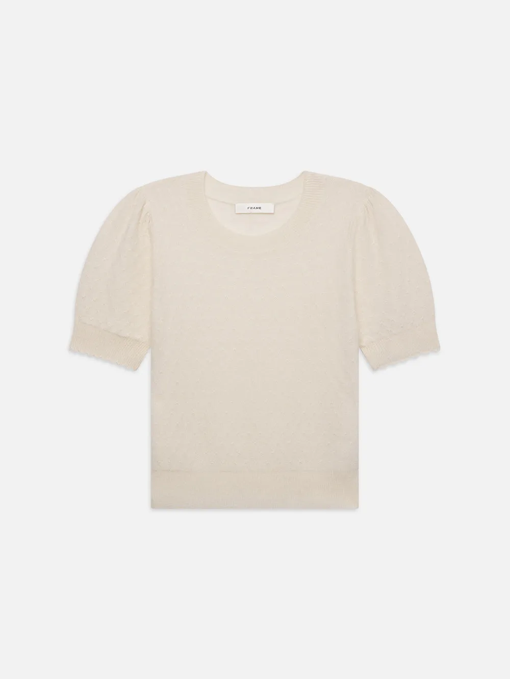 Pointelle Puff Sleeve Sweater -- Cream sold by Frame Denim