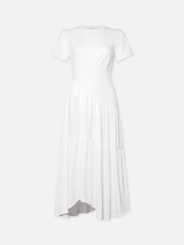 Gathered Seam Short Sleeve Dress -- White sold by Frame Denim