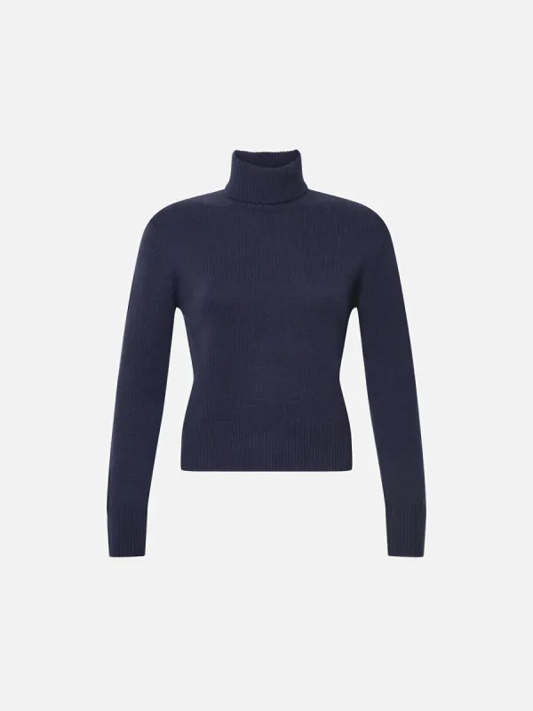 Cashmere Turtleneck Sweater -- Navy sold by Frame Denim