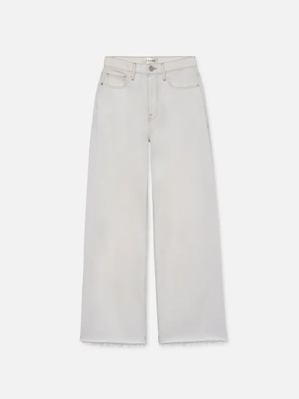 Le Jane Wide Crop Raw Fray -- Au Natural Clean sold by Frame Denim