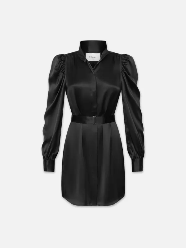 Gillian Long Sleeve Mini Dress -- Noir sold by Frame Denim