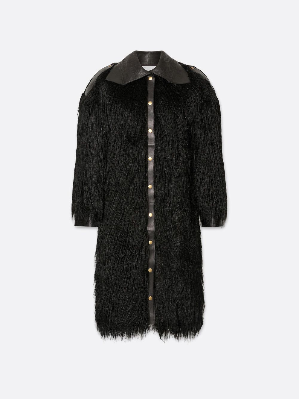 Faux Fur Coat With Leather Combo -- Black sold by Frame Denim