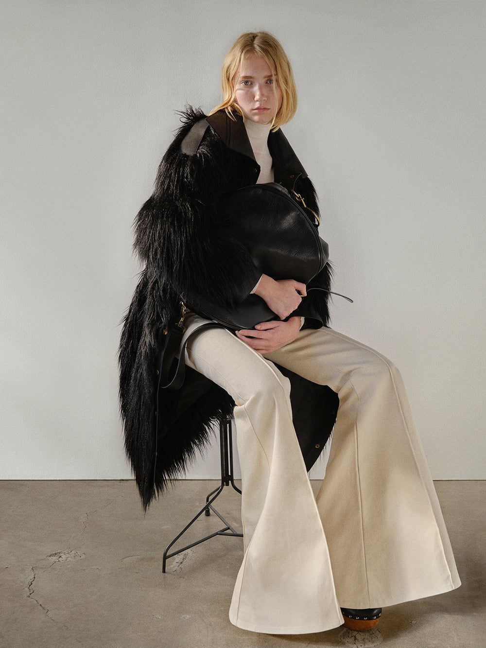 Faux Fur Coat With Leather Combo -- Black sold by Frame Denim product image thumbnail 2