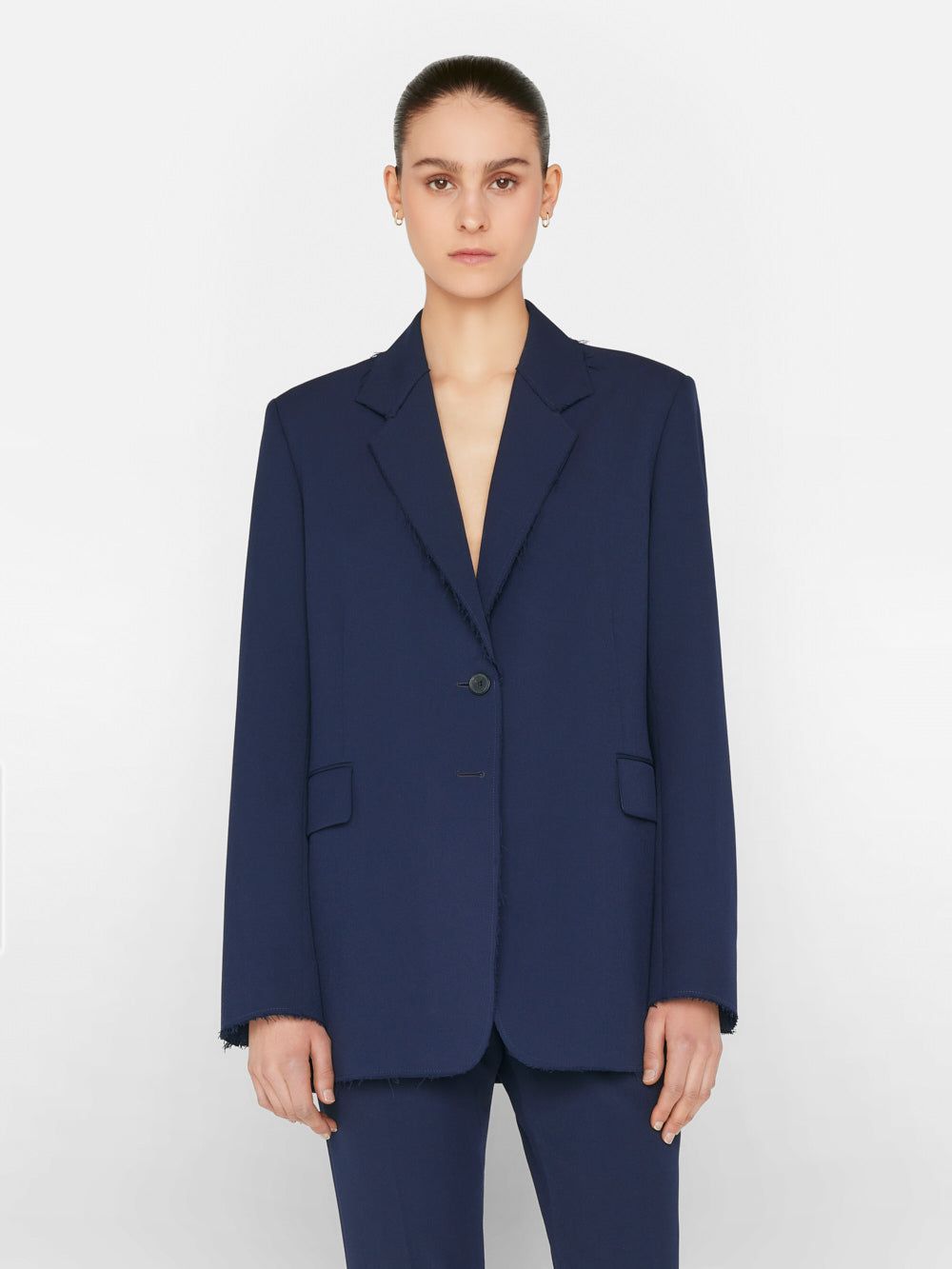 Oversized Raw Edge Blazer -- Navy sold by Frame Denim product image thumbnail 2