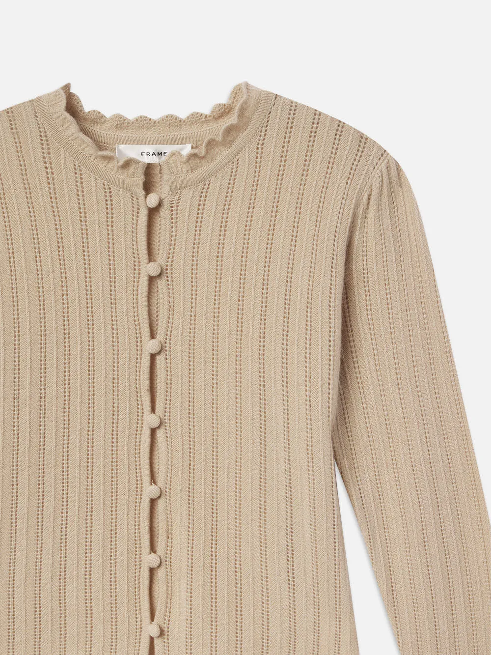 Ruffle Neck Cardi -- Taupe sold by Frame Denim product image thumbnail 3