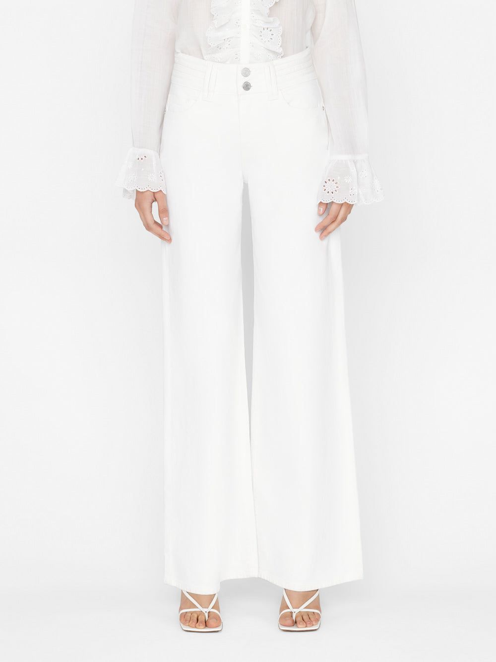 Triple Stitch Detail Wide Leg -- Blanc sold by Frame Denim