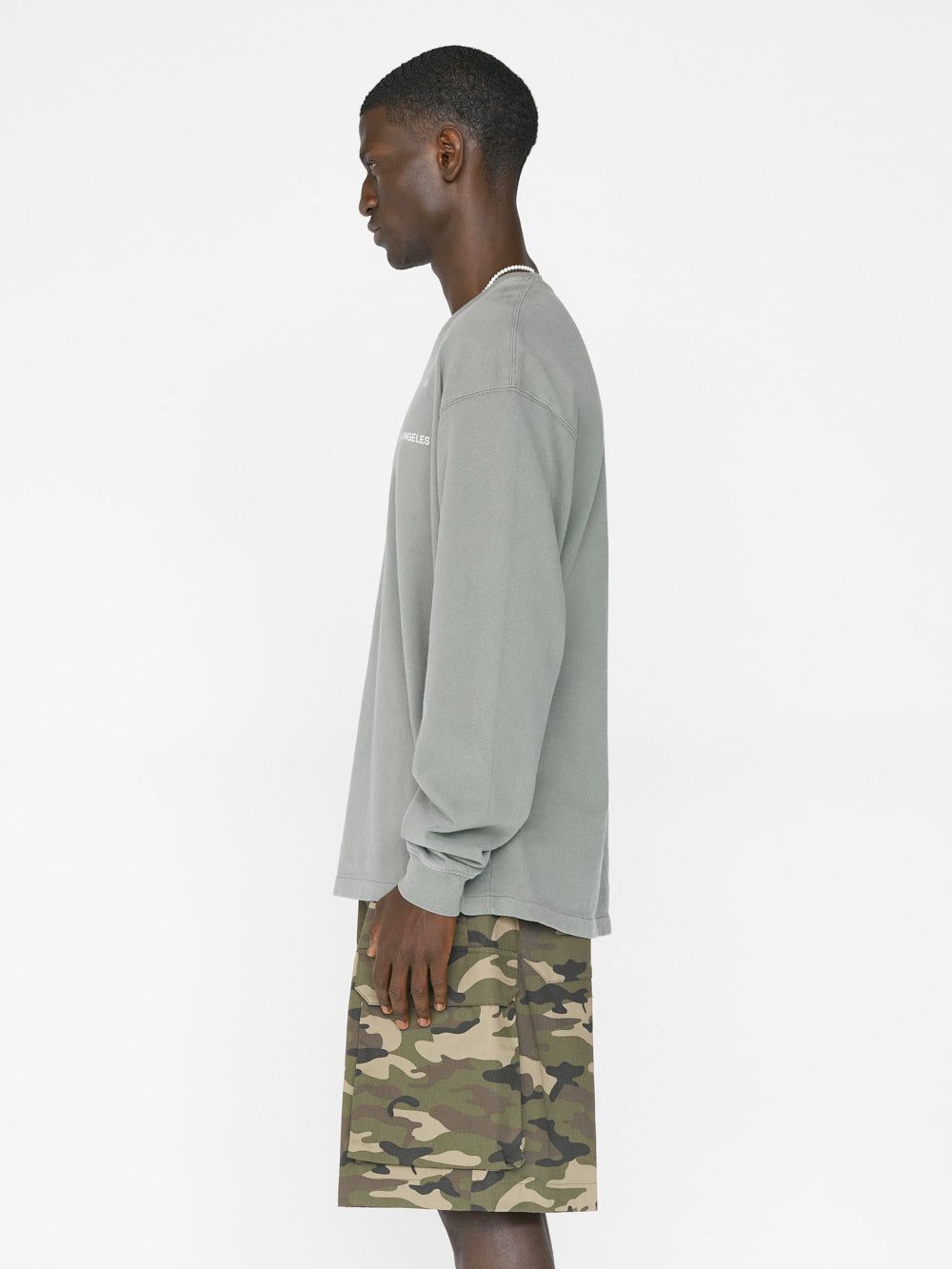 Faded Washed Long Sleeve Tee -- Old Green sold by Frame Denim product image thumbnail 6