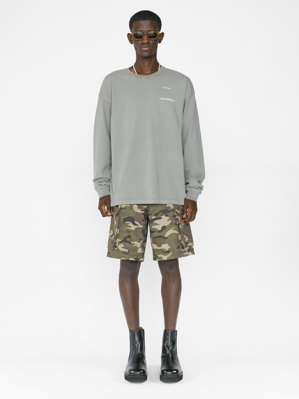 Faded Washed Long Sleeve Tee -- Old Green sold by Frame Denim product image thumbnail 2