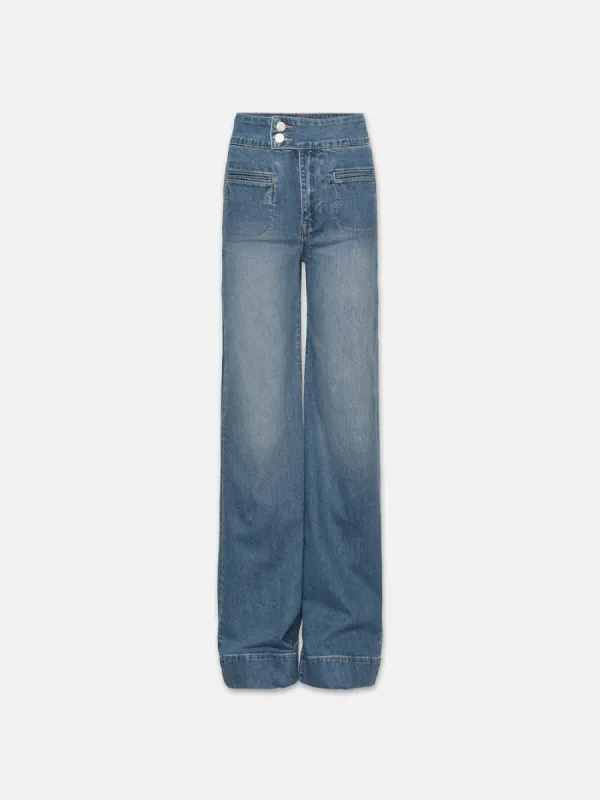 Le Hardy Wide Leg -- Deepwater sold by Frame Denim