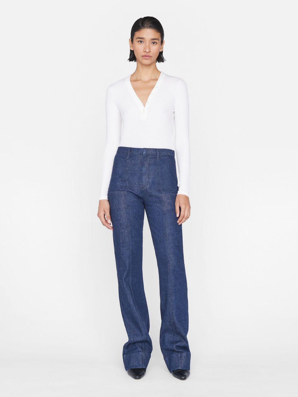 Slinky Long Sleeve Rib Henley -- Off White sold by Frame Denim product image thumbnail 2