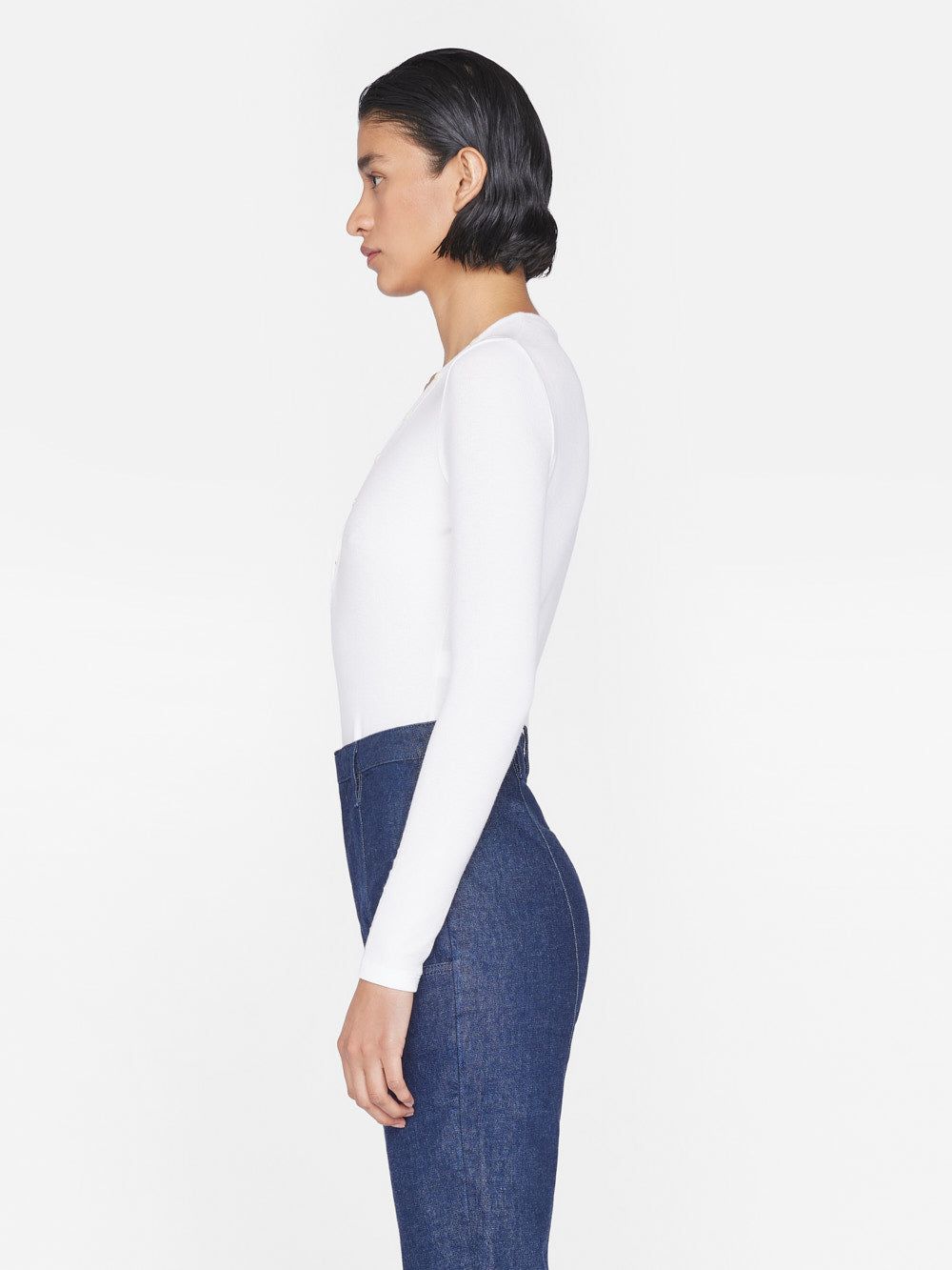 Slinky Long Sleeve Rib Henley -- Off White sold by Frame Denim product image thumbnail 5