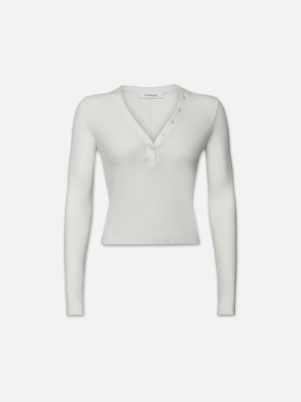 Slinky Long Sleeve Rib Henley -- Off White sold by Frame Denim product image thumbnail 7