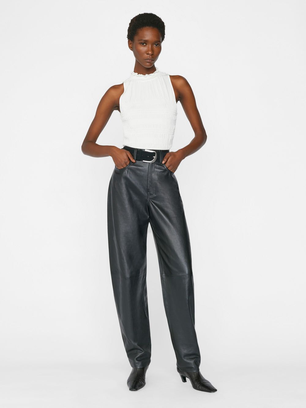 Smocked Knit Halter Top -- Bone sold by Frame Denim product image thumbnail 3