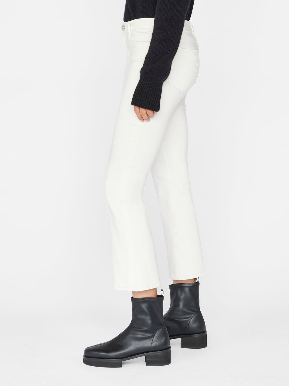 Le Crop Mini Boot Sateen -- Ecru sold by Frame Denim product image thumbnail 5