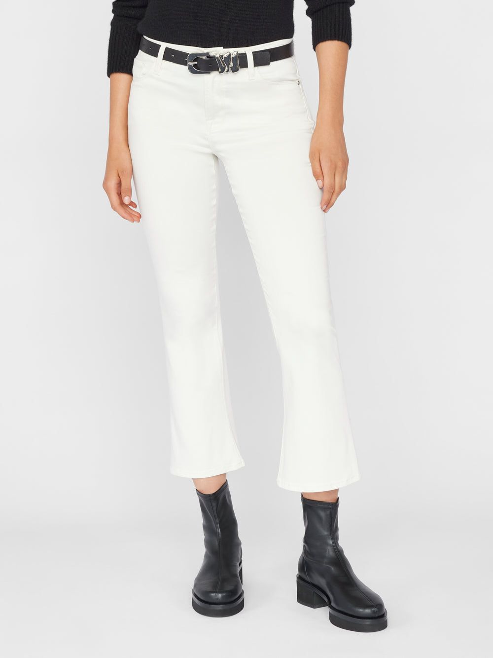 Le Crop Mini Boot Sateen -- Ecru sold by Frame Denim