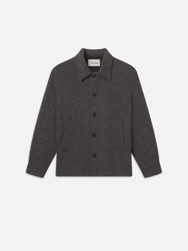 Tweed Shirt Jacket -- Heather Brown sold by Frame Denim