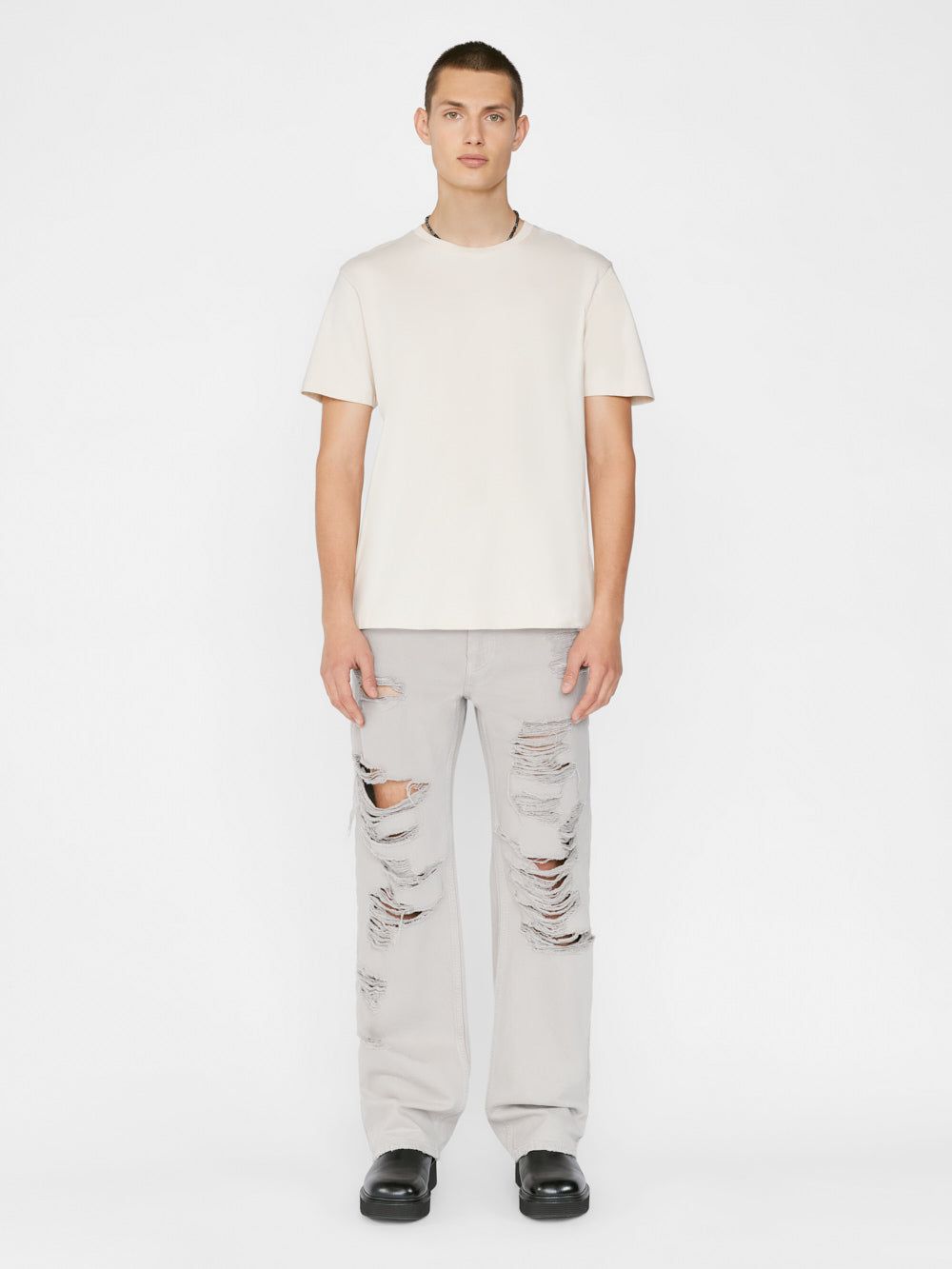 FRAME Logo Tee -- White Beige sold by Frame Denim product image thumbnail 2