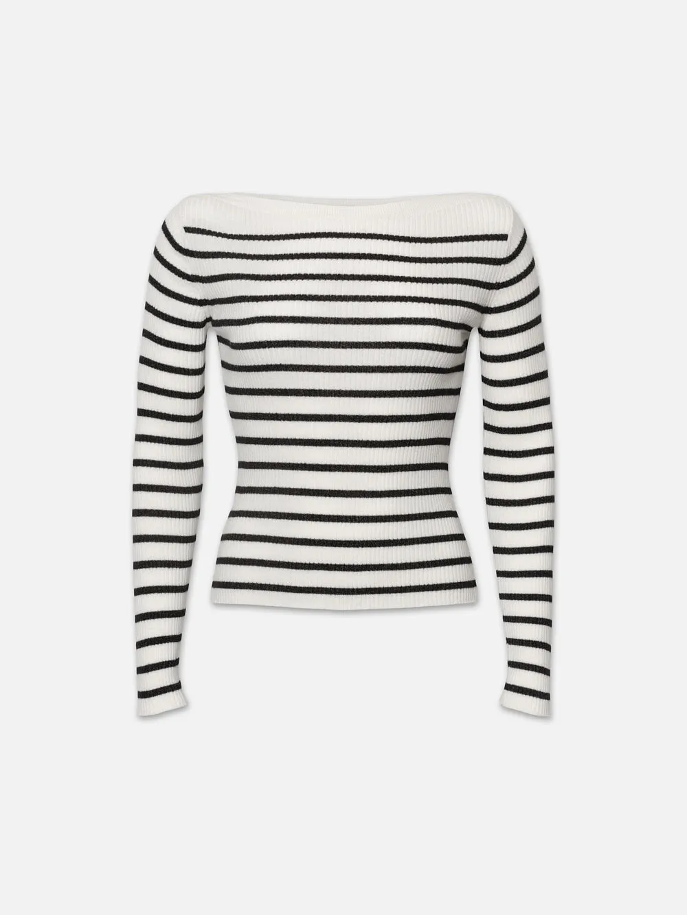 Ribbed Boatneck Sweater -- Black Multi sold by Frame Denim