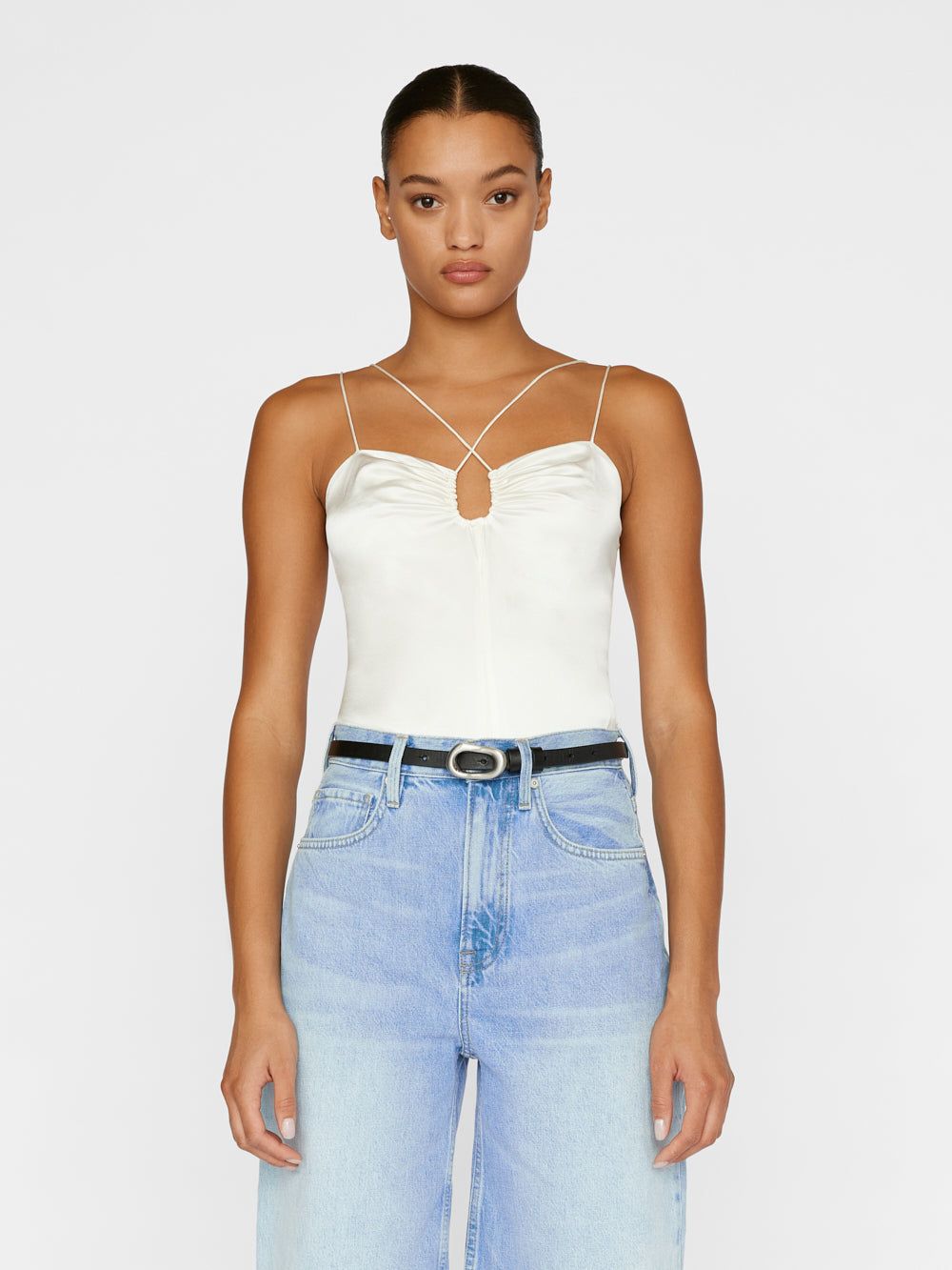 Delicate Tie Keyhole Tank -- Off White sold by Frame Denim product image thumbnail 5