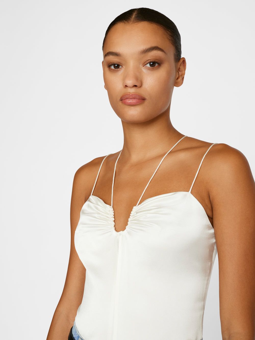 Delicate Tie Keyhole Tank -- Off White sold by Frame Denim product image thumbnail 4